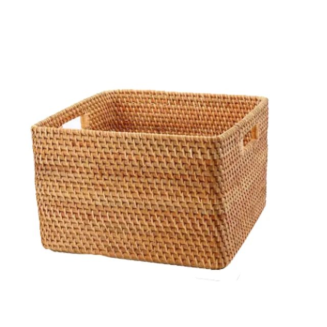 Eco Friendly Wicker Laundry Food Decor OEM ODM Handle Round Square Bulk Amazon Wholesale Vietnam Rectangle Rattan Storage Basket