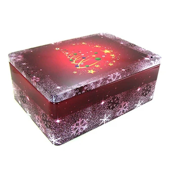 
Christmas rectangle LED metal tin can box food grade for tea coffee coffin chocolate cake candy toys stationery cosmetic 