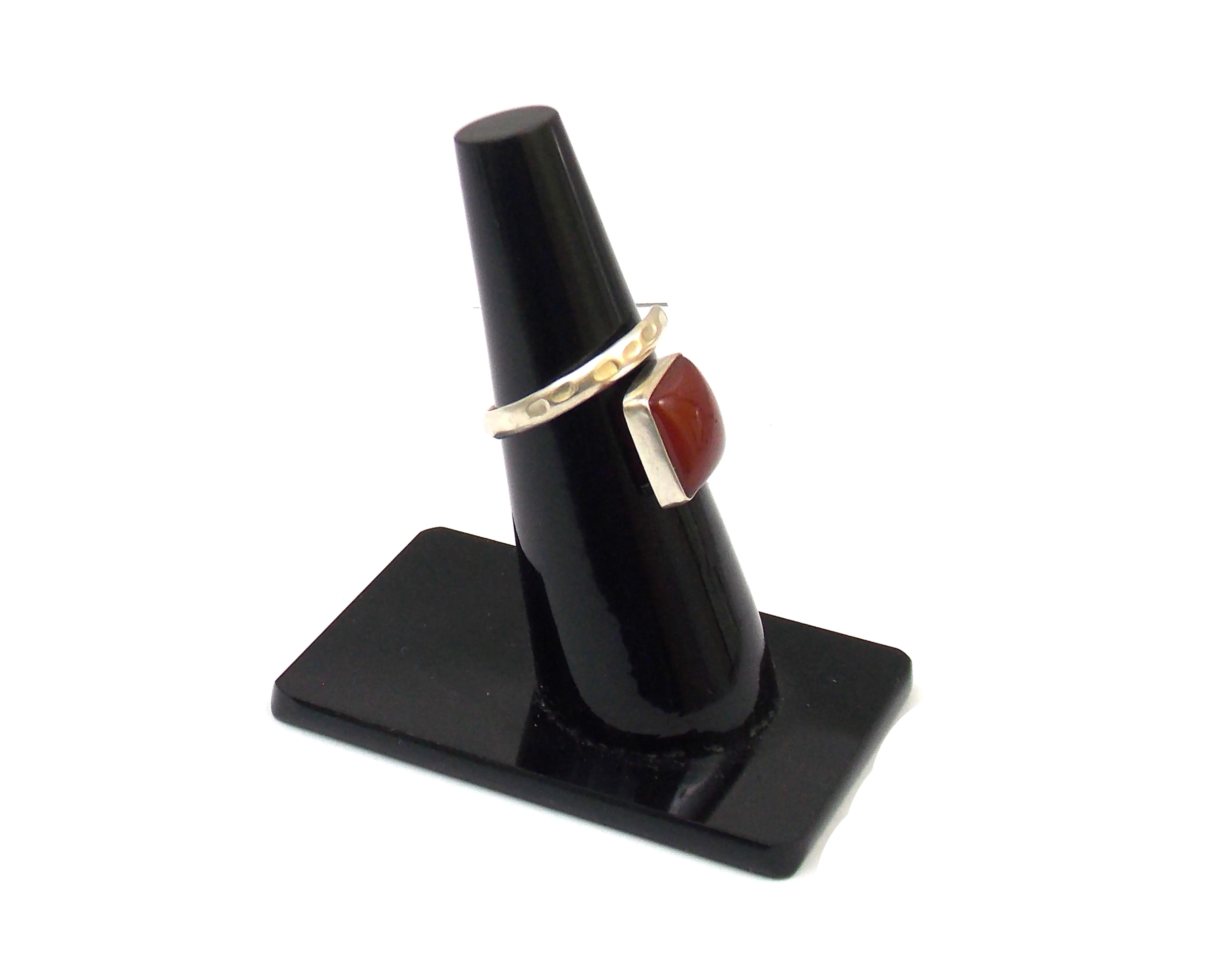 Carnelian Square Shape Silver Plated Jewelry Making Gemstone Ring