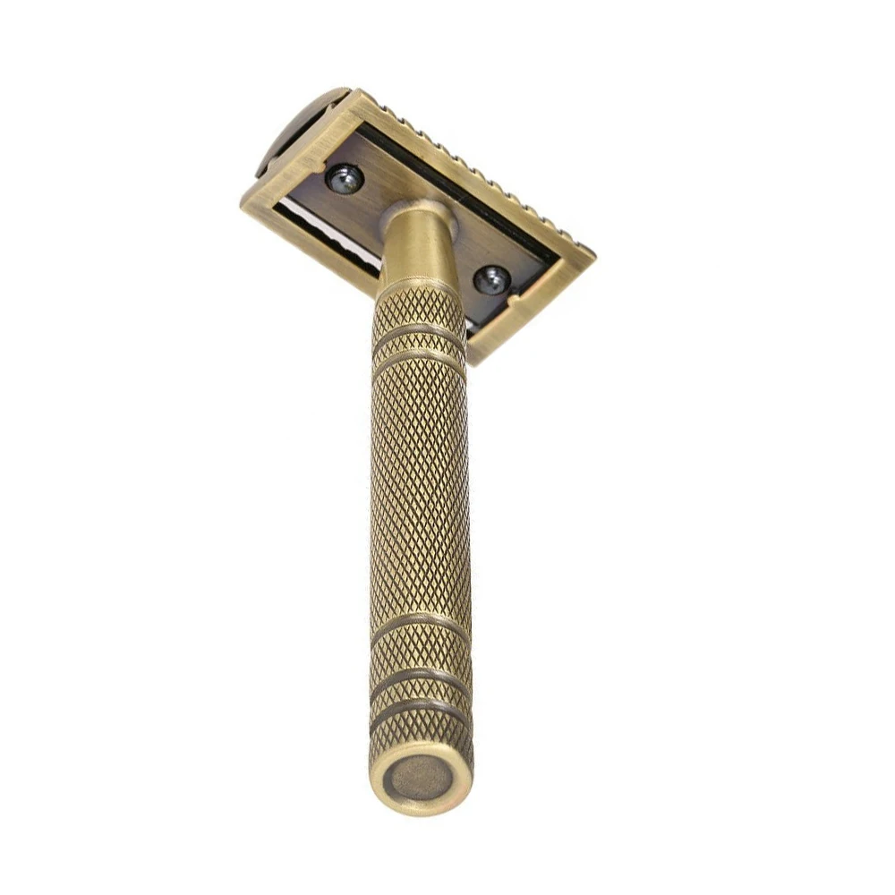 Classic Double Edge Safety Razor with Aluminum Handle Sustainable Copper Material Blade for Face Shave or Salon Use Price