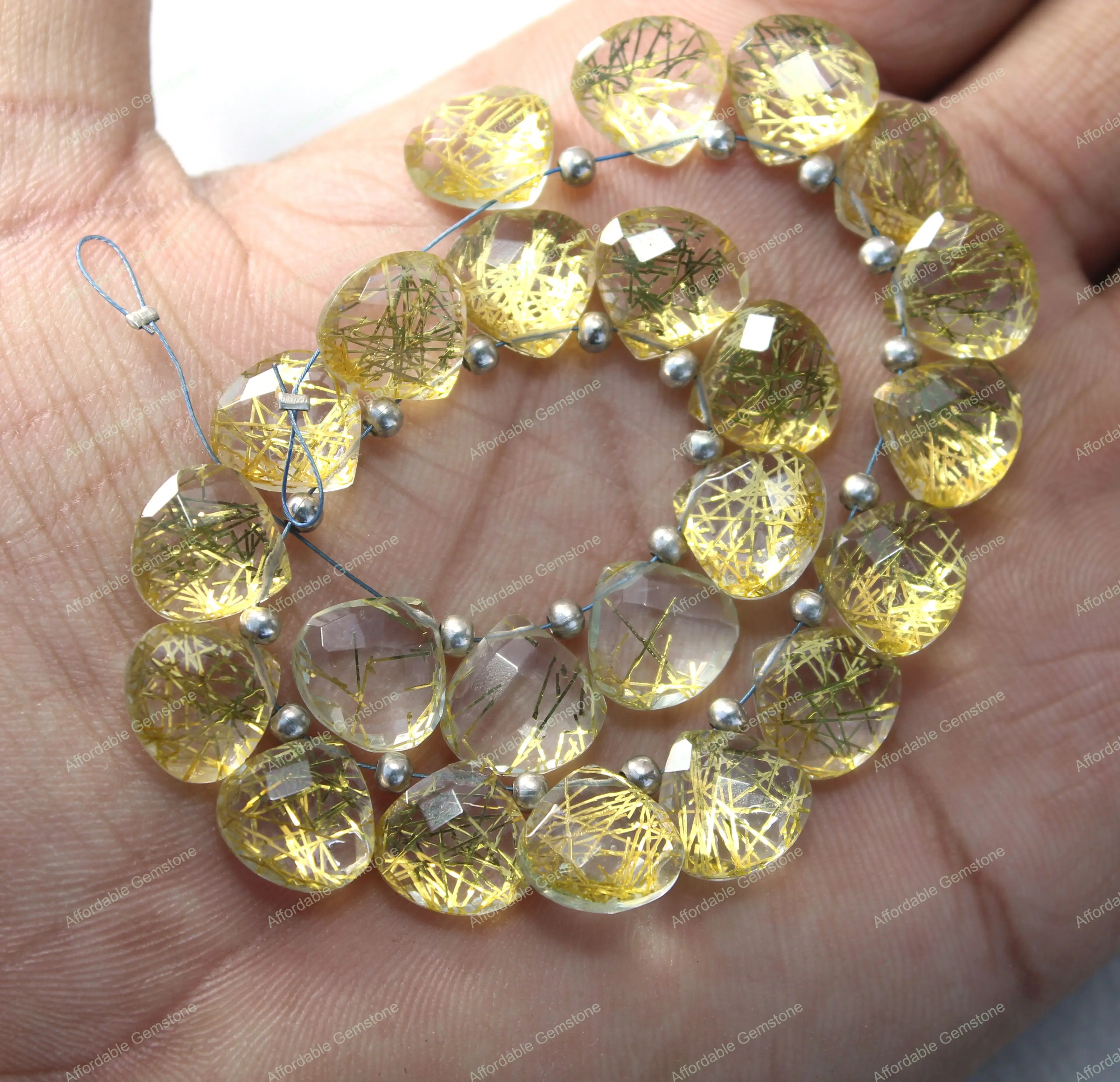 Медный Рутиловый драгоценный камень в форме сердца граненый ювелирные изделия полированные драгоценные камни Размер 12x12 мм