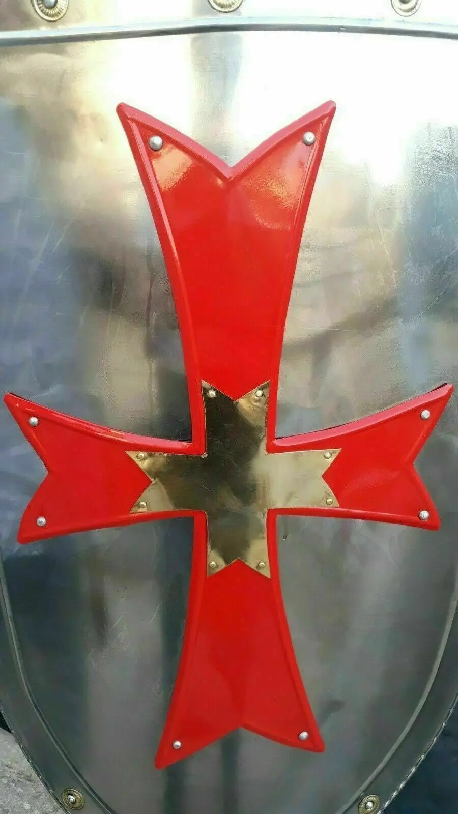 Medieval Heavy Red Cross Knight Shield Battle Armor Medieval Heater Shield 28' CHMN2016