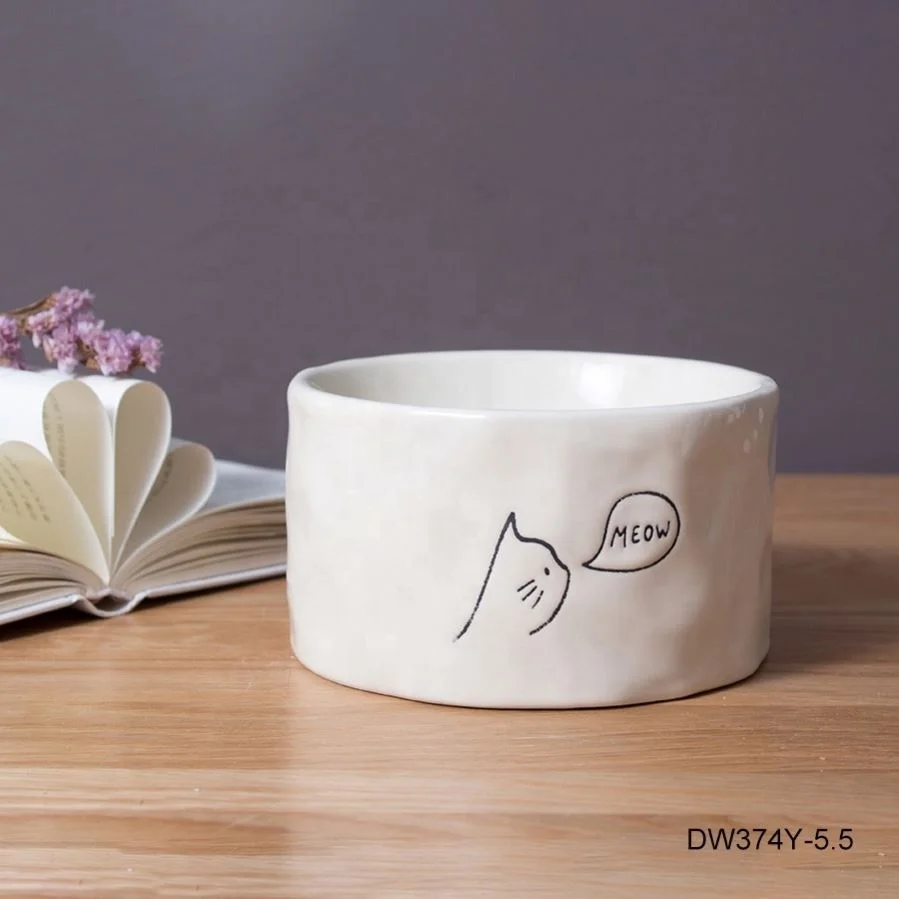 Wholesale custom pet food bow water dish porcelain pet slower feeder ceramic bowl pet smart bowl