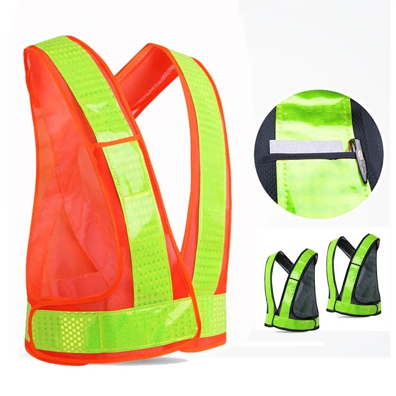 Reflective Safety High Visibility Vest V Shaped Waistcoat Construction Protective Clothing Sanitation Utility Traffic Workwear