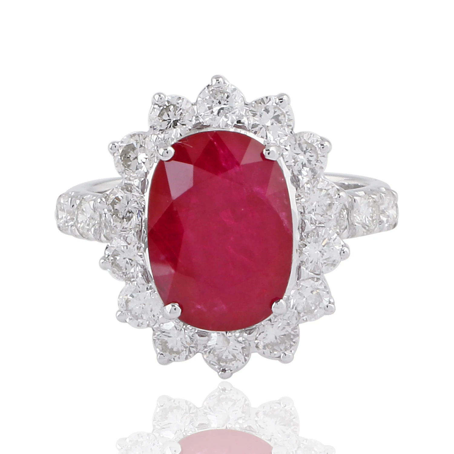 
Оптовая продажа, ювелирные изделия из драгоценного камня 18 карат из твердого белого золота с овальным Рубином 