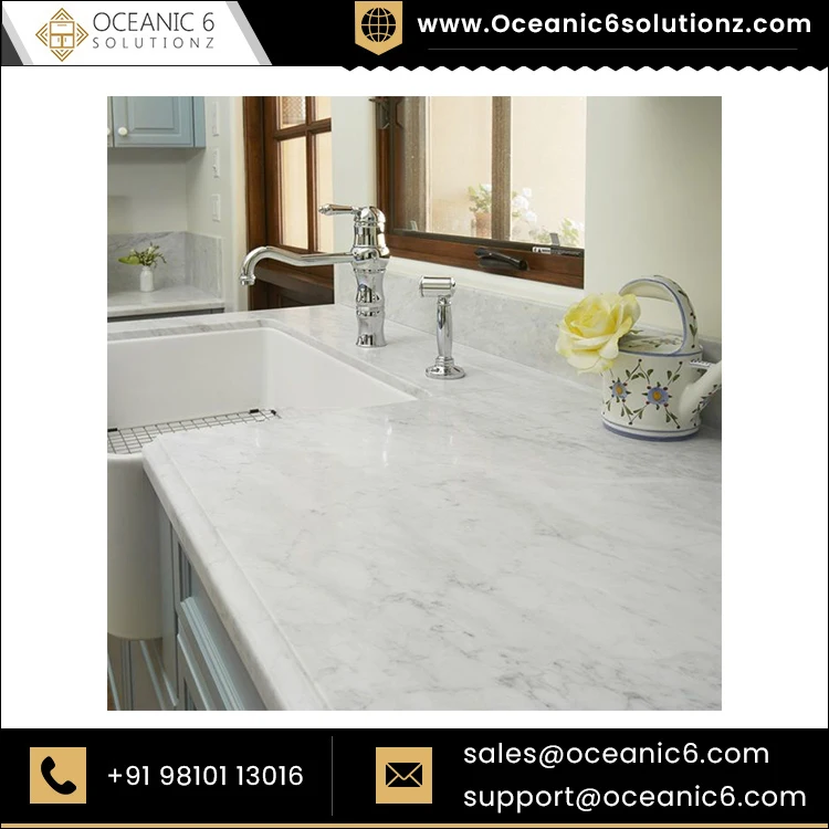 Indian Manufacturer and Exporter Carrara Natural Engineered Quartz Stone Thickness 20mm 30mm
