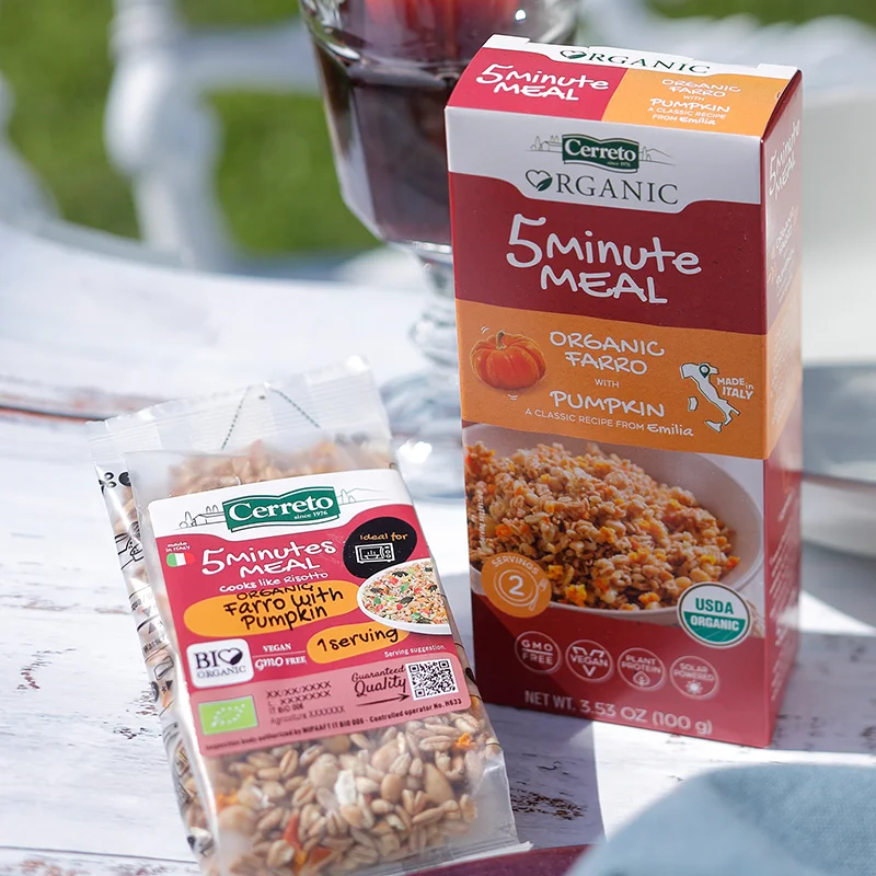  Высокого качества в итальянском стиле; Женский органическое питание фарро с тыквой 100 г полуфабрикаты 5 минут микроволновой печи