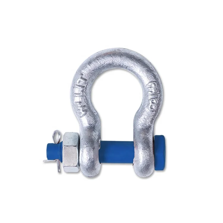 US Type High Tensile Galvanized Steel Drop Forged Bow Shackle G2130 with Bolt