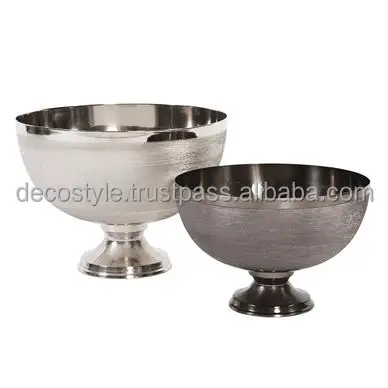 Textured Smoke Black Metal Footed Bowl