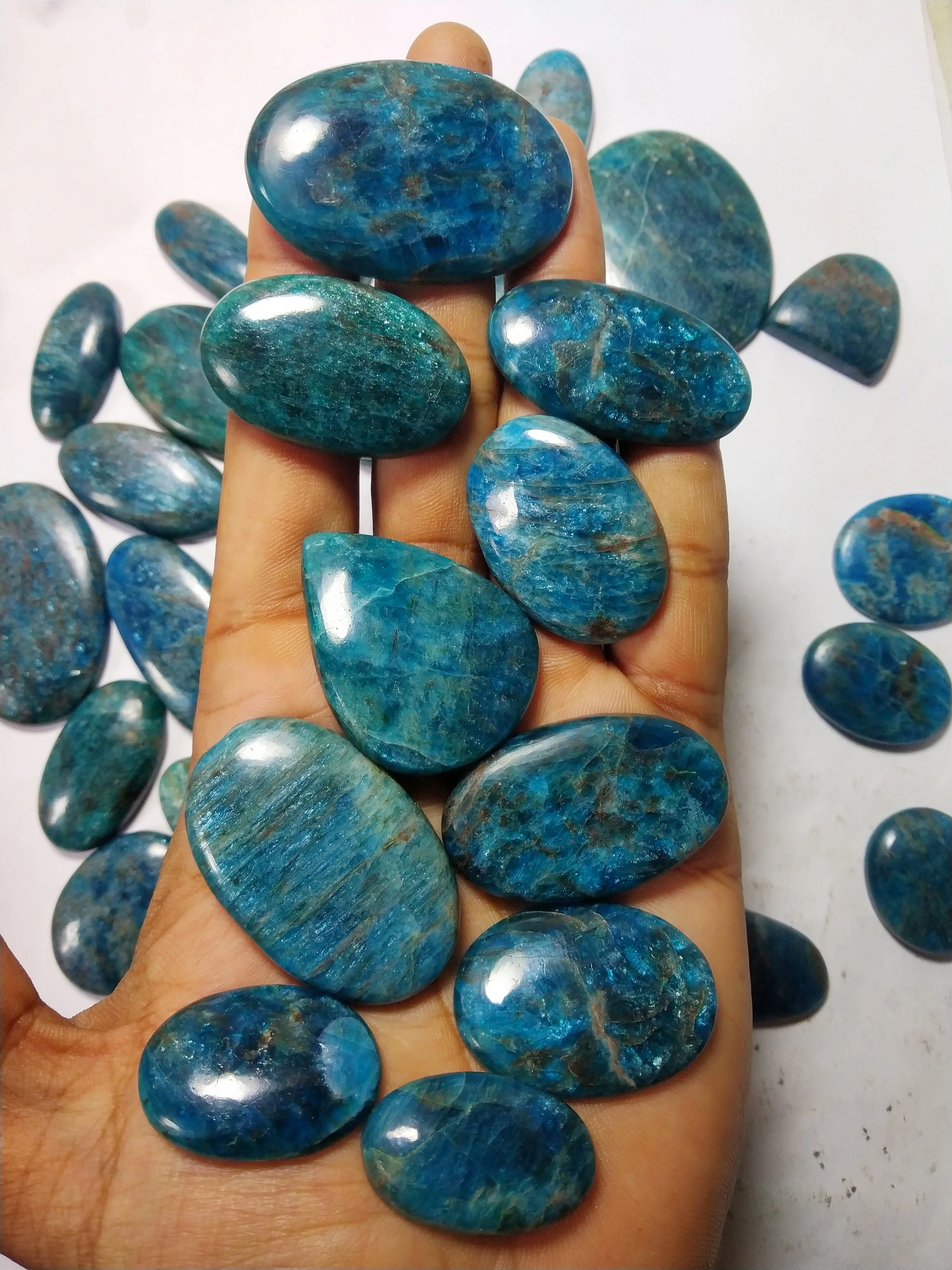 high quality natural blue apatite cabochons free size gemstone