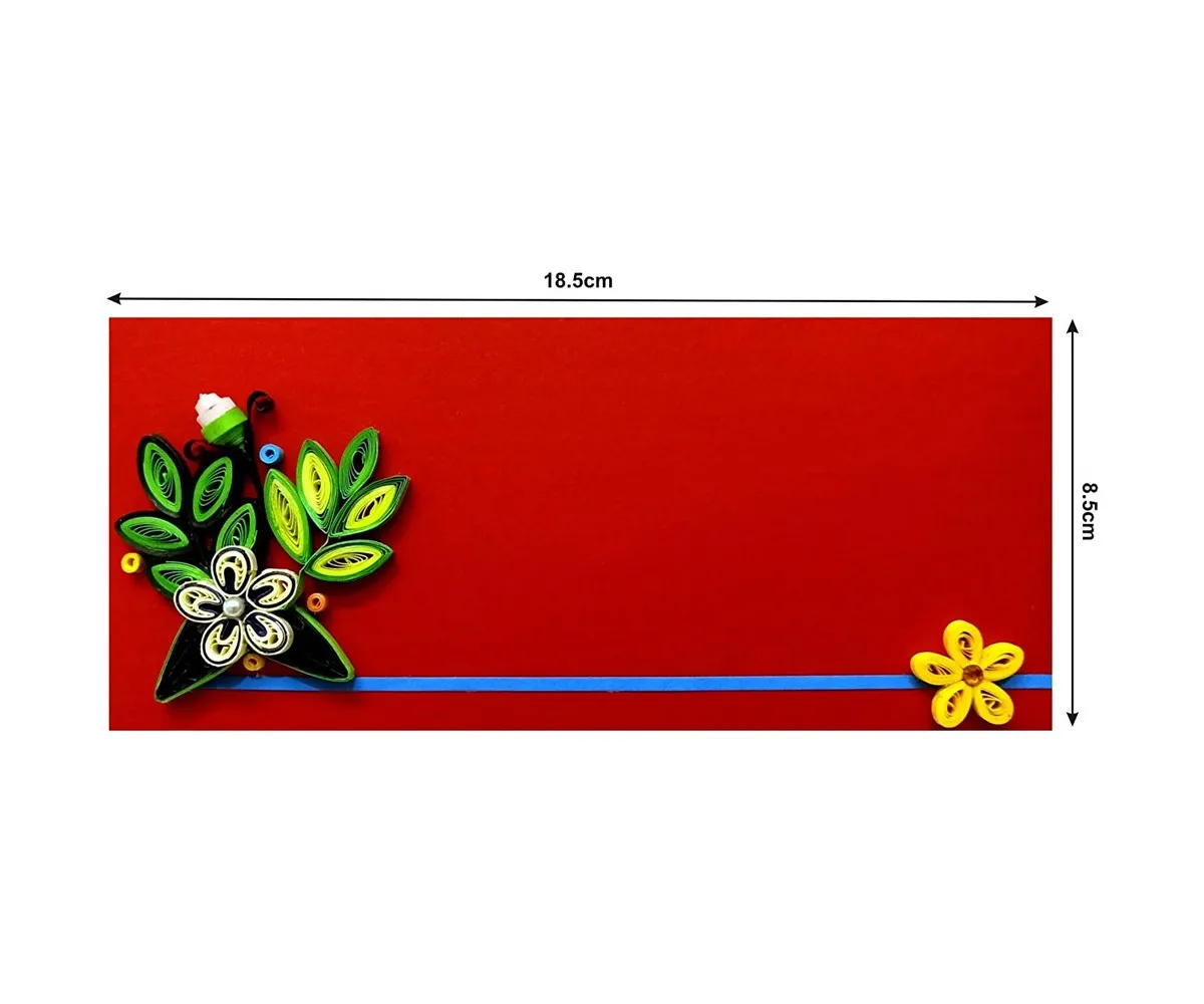 In Stock quality business invitation luxury Handmade 3D Quilling Red Shagun Envelope  Rectangular Shape Shower Gift