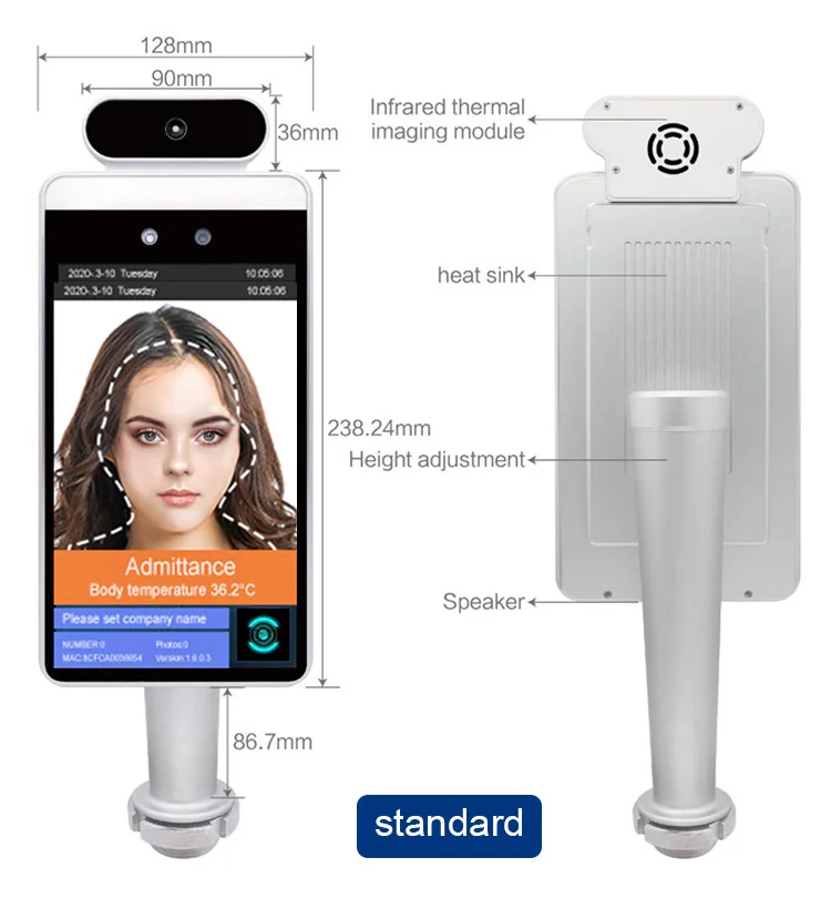 
Напольная подставка для установки 8 дюймов экран cctv Распознавание лиц камера Уход за кожей лица идентификационный терминал 