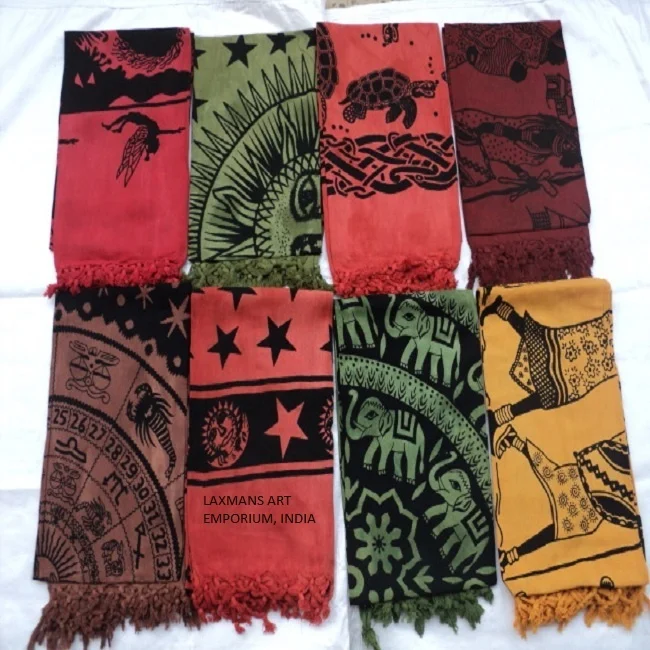 cotton printed pareo sarongs elephants
