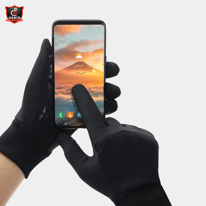 2021 модные зимние теплые перчатки с сенсорным экраном черные длинные варежки логотипом под заказ кожаные для рук женщин и мужчин производители