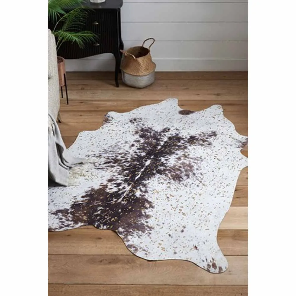 Rich Leather Black and White Cowhide Rug cow skin rug(