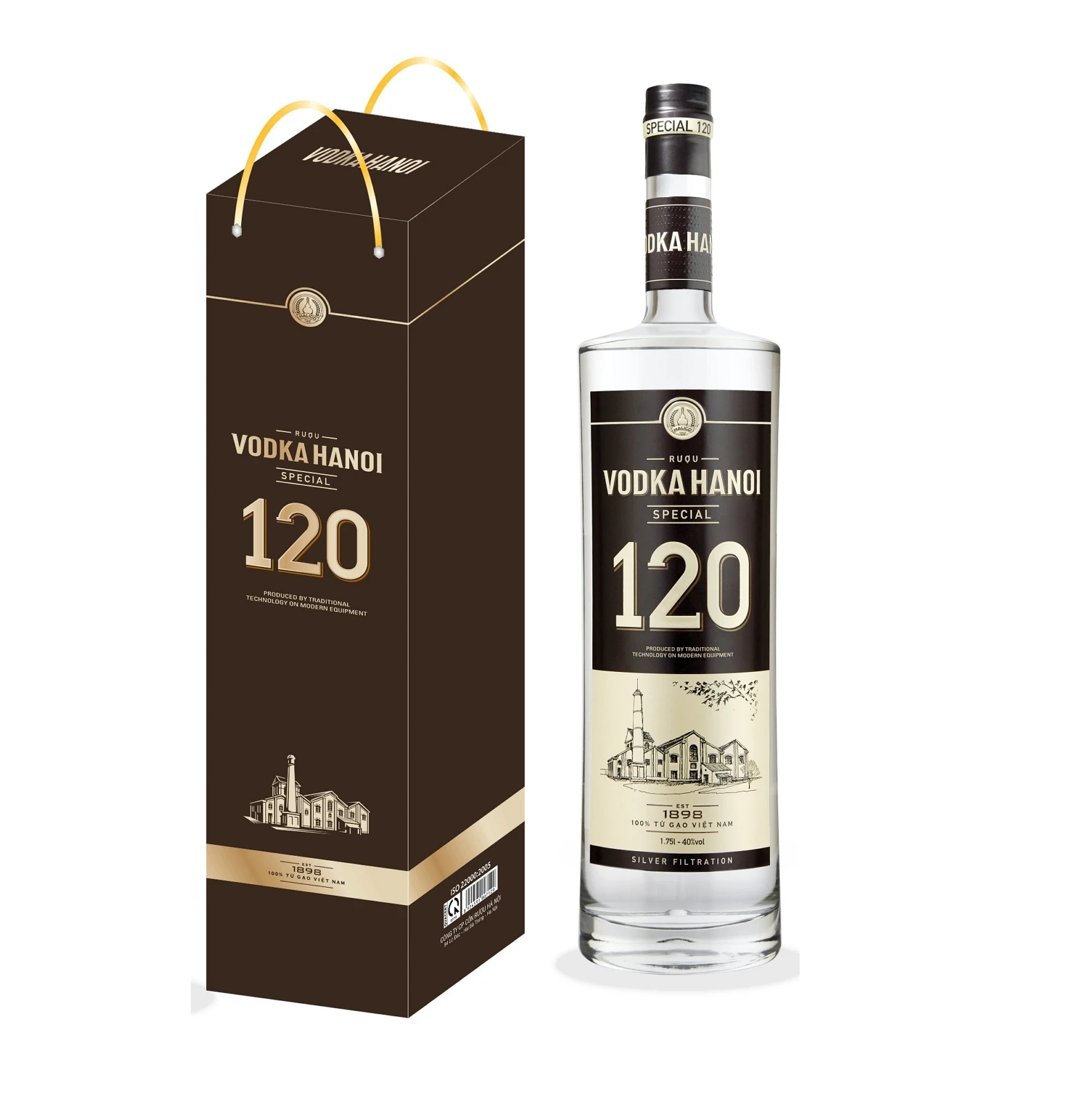 New Arrival Premium quality vodka and spirits 40% 1.75L Halico factory Vodka Hanoi Special silver filtration from Vietnam