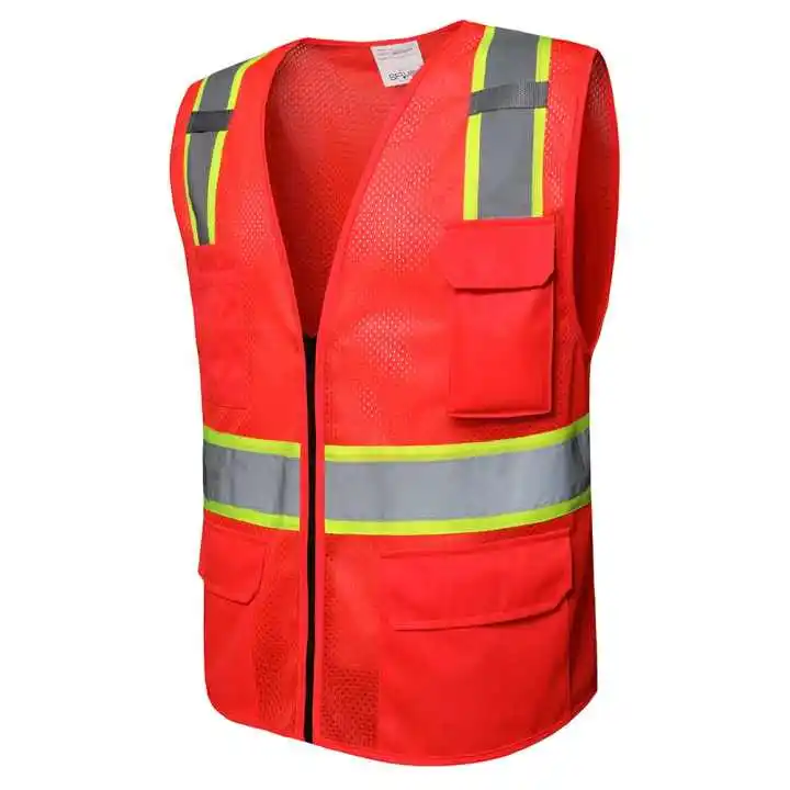 Hot Sale Of Custom Logo With Pockets Construction Wholesale High Visibility Reflective Safety Vest