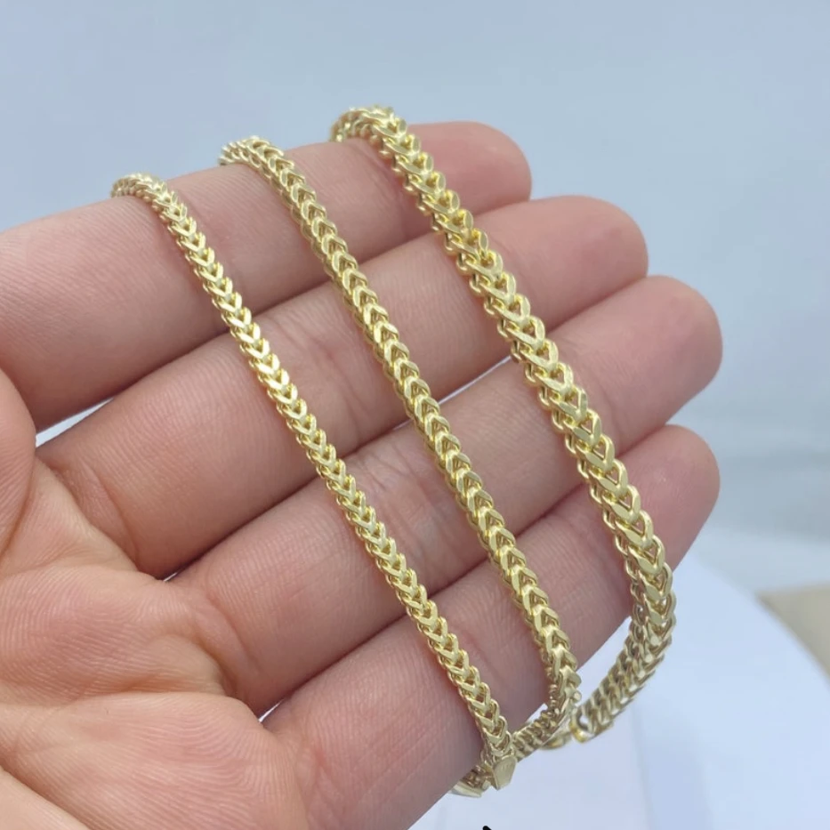 Franco 10k Real Gold Chain Necklaces + Bracelets from Italy - Imported to USA + Canada - FedEx Insured Shipping in North America