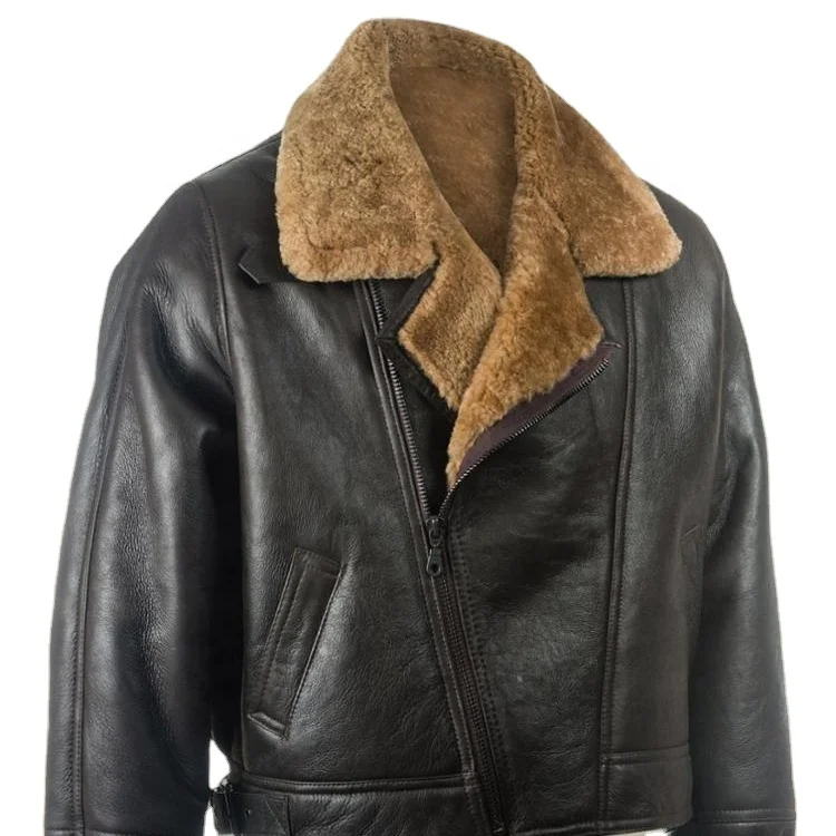Mens Fur Coat B3 Sheepskin Outwear Mens Shearling Coat Men Aviator Jacket Pilot Jacket