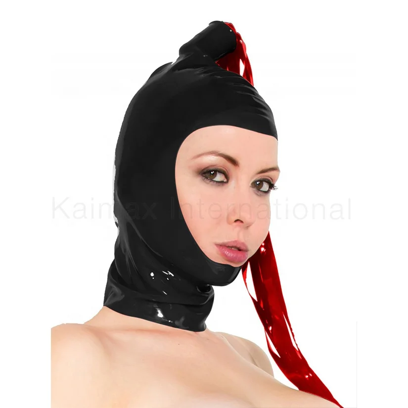 
Red Black PU Leather Bondage Hood BDSM Mask 