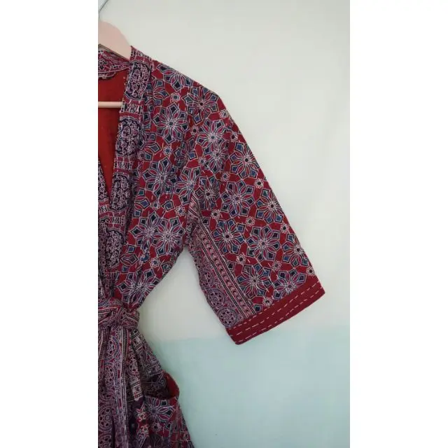 Цветочное одеяло Kantha хлопковое кимоно банный халат куртка подружки невесты пляжная одежда платье для беременных