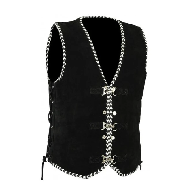 Модный мужской кожаный осенне-зимний жилет из овечьей шерсти мотоциклетный байкерский на заказ