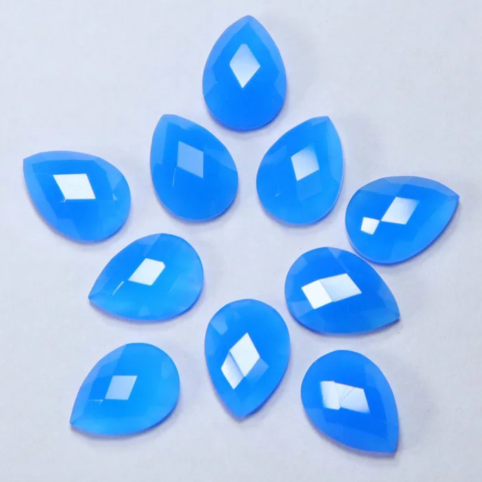 Серьги из натурального голубого халцедона 20 х25 мм с подвеской в виде груши