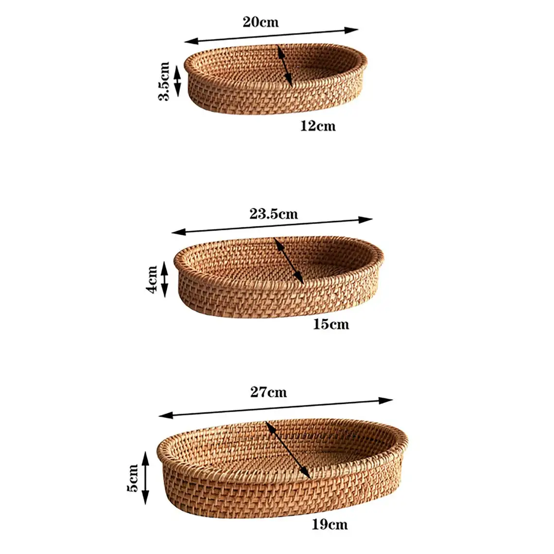Oval Rattan Woven Tray  for Coffee Table, Woven Wicker Storage Basket for home office organization