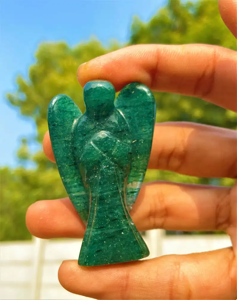 Green Jade Angel | Guardian Angel Green Jade Crystal | Jade Crystal Angel for Sale