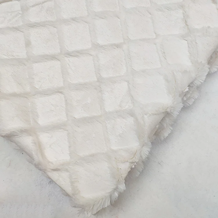 pv velvet Square recycled knitted embossing White minky polyester jacquard homtextile plush fabric