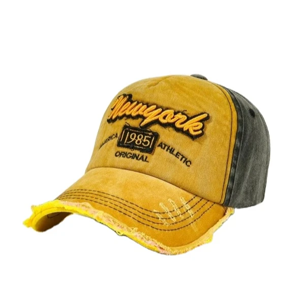 Men Custom Letter Embroidery Raw Trim Unisex Adjustable 6 Panel Casual Snapback Cotton Baseball Caps Men Women Dad Mesh Hat