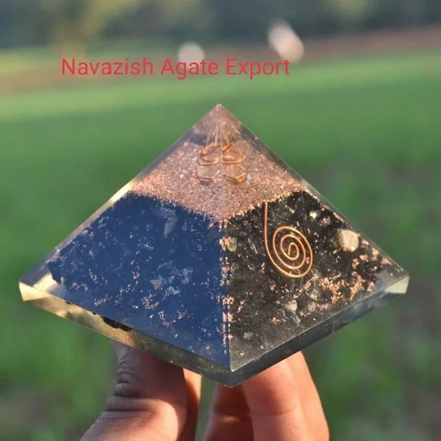 Beautiful Black Tourmaline Orgone Pyramid With Chakra shree yantra Energy Orgonite Reiki  Orgonite EMF Protection Pyramid