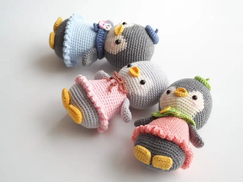 Handmade Kids Crochet Safe for Baby Cute Lovely Penguins Amigurumi Made in Vietnam Baby Crochet Toys
