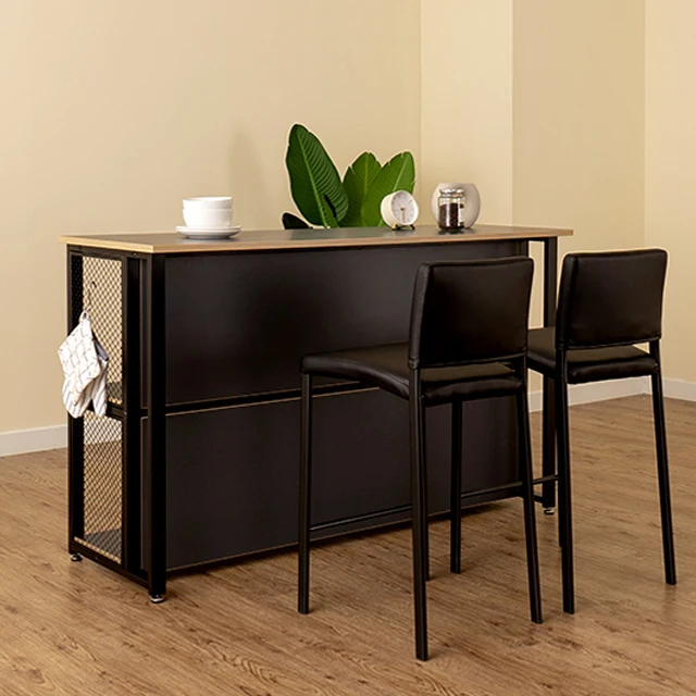 Bar Coffee Cafe Counter Tables furniture Korean Best selling Modern Wooden Iron Base Flat Pack Tall Kitchen Open Storage Table