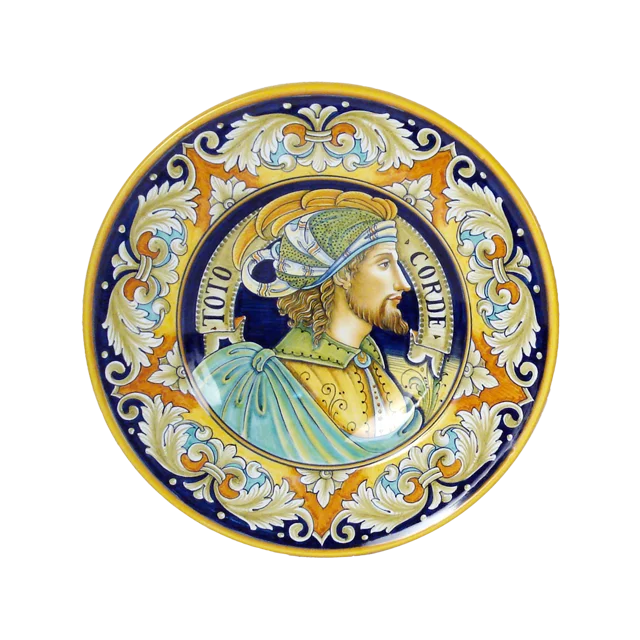 Handmade wall pottery plate man portrait Italian Renaissance Style wall ceramic decorative plate pottery wall plates