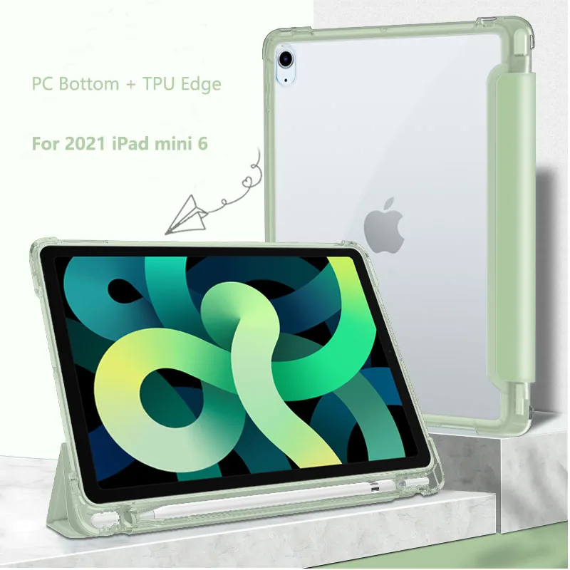 For iPad Mini 6 2021 Case 8.3 inch Trifold PU Leather PC+TPU Stand Protective Tablet Cover For iPad mini6 case 2021