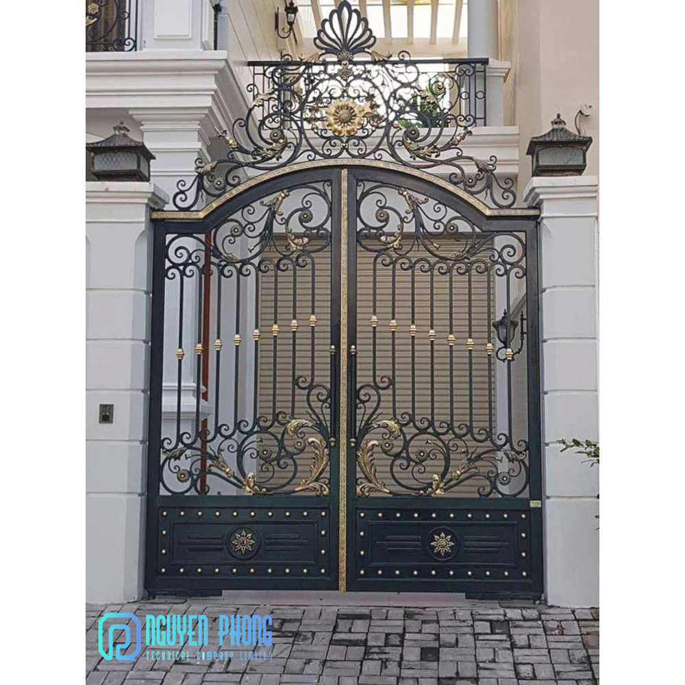 High Standard OEM Custom Wrought Iron Main Entry Gates Fence