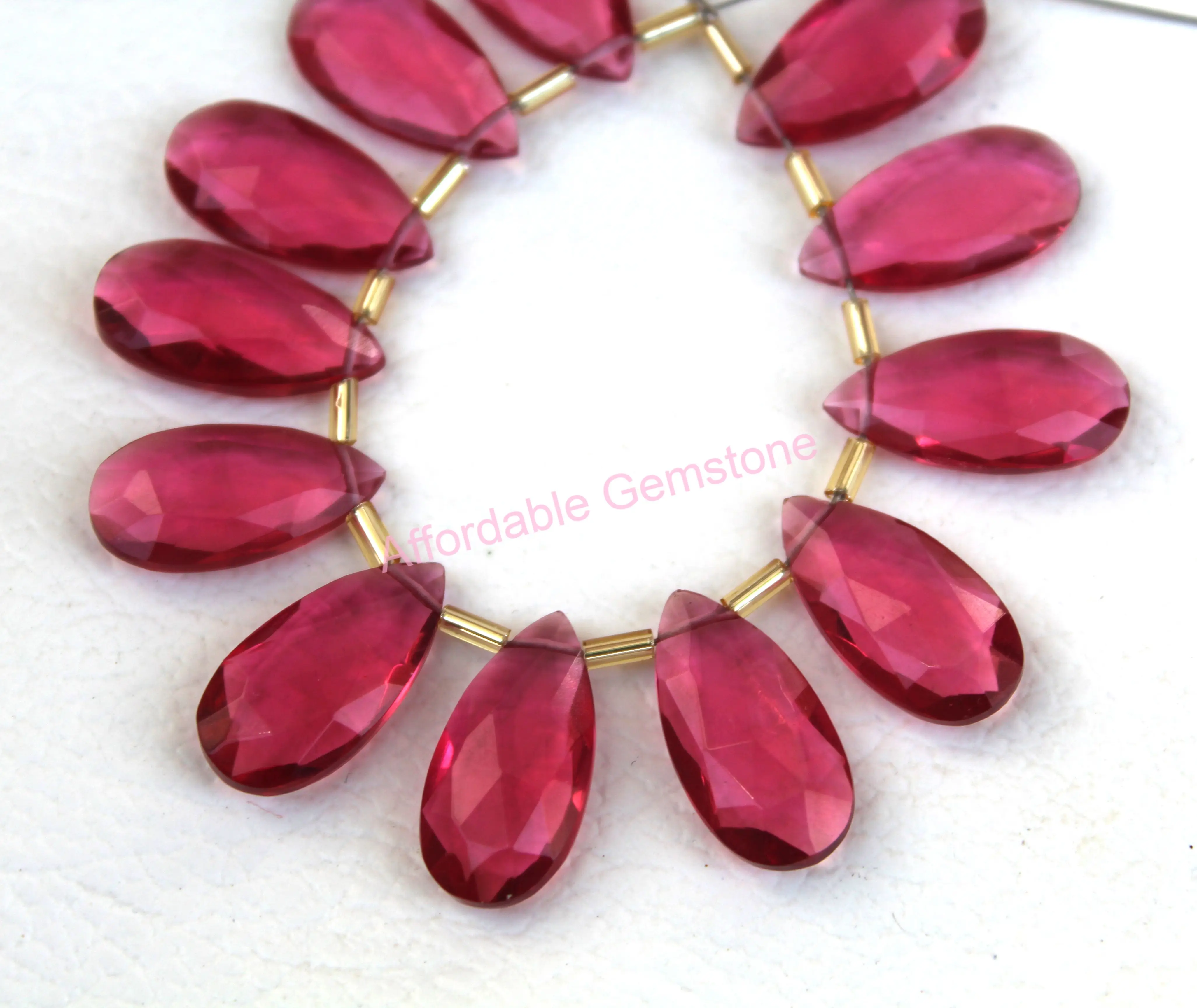 Ruby lite quartz  pear shape good quality raw gemstone polished gemstones faceted beads handmade gems affordable gems