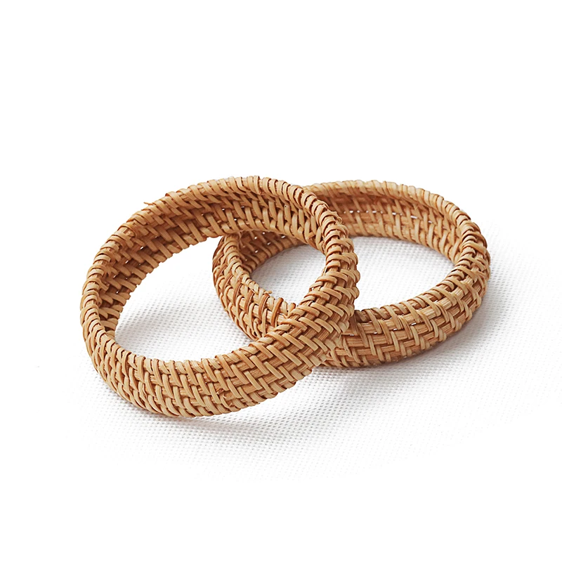 
Natural Rattan bangle bracelet Handwoven wooden Straw charm bracelet large circle ring rattan bangles 
