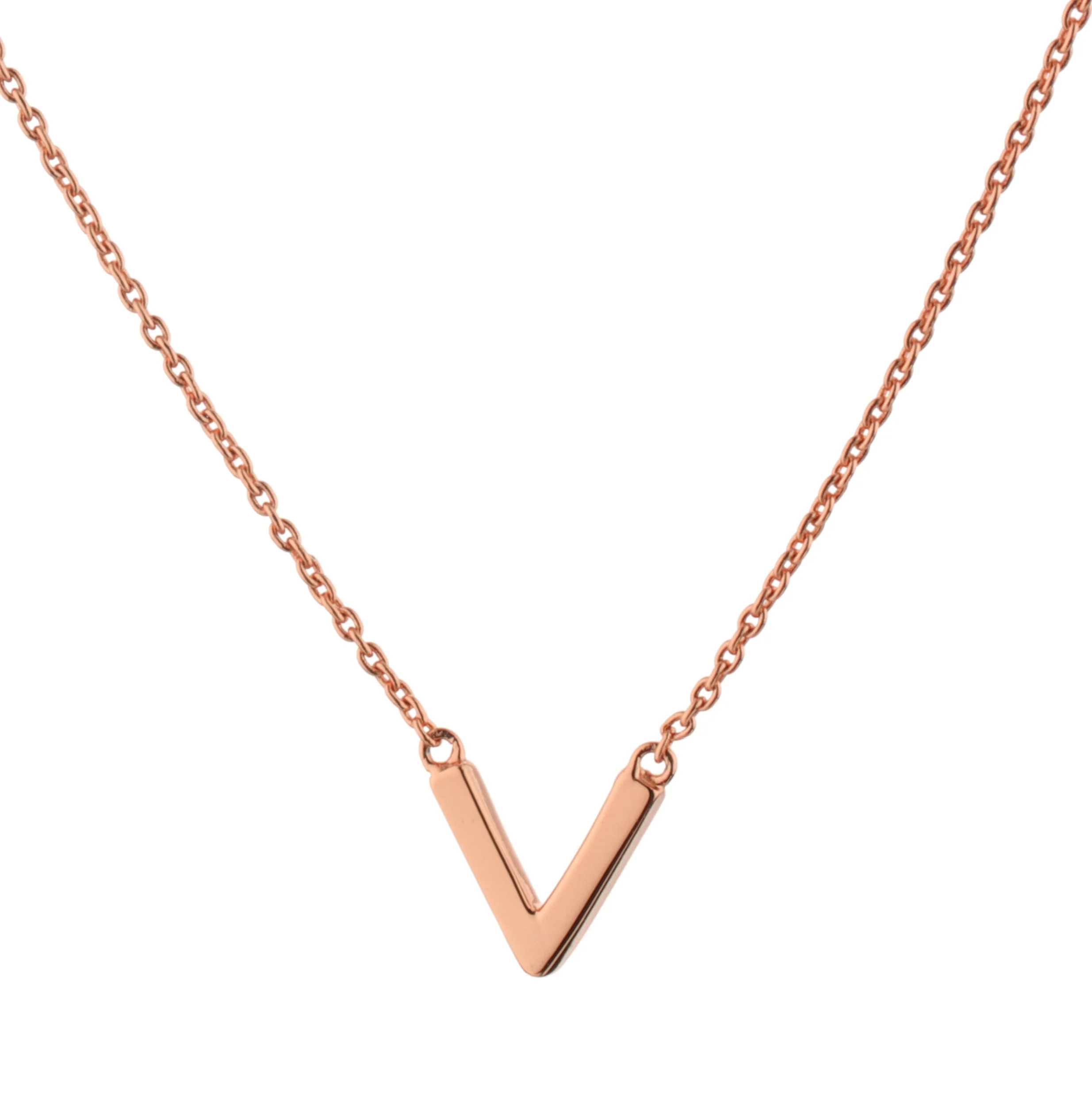Silver Jewelry Letter V Pendant Necklace for Women Gift Gold Plated Jewelry Necklace 925 Silver Initial Necklace Valentine Gift