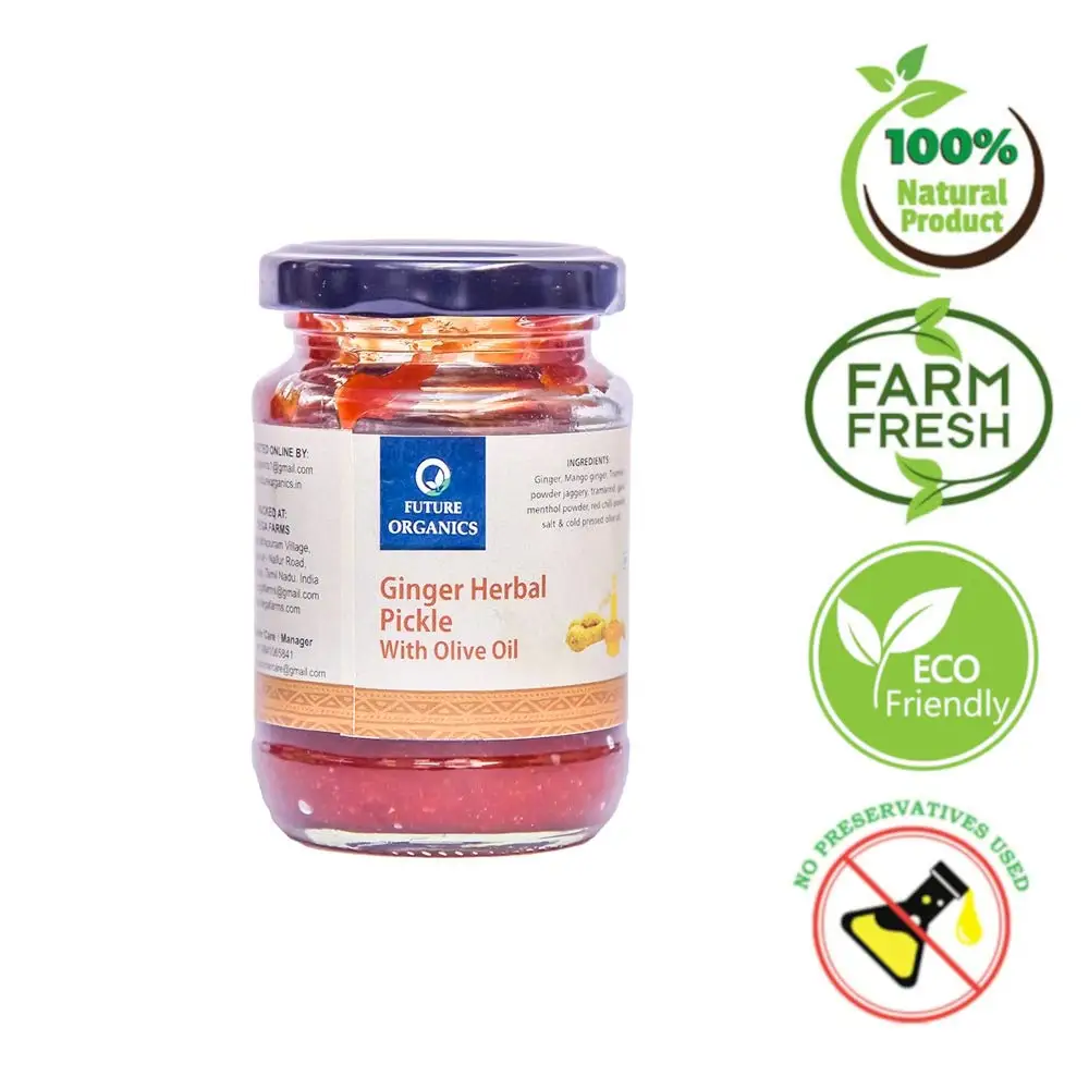 100% Ginger Herbal with Olive oil Pickle Organic Achar with Homemade Taste and Pure Natural Healthy Ingredients