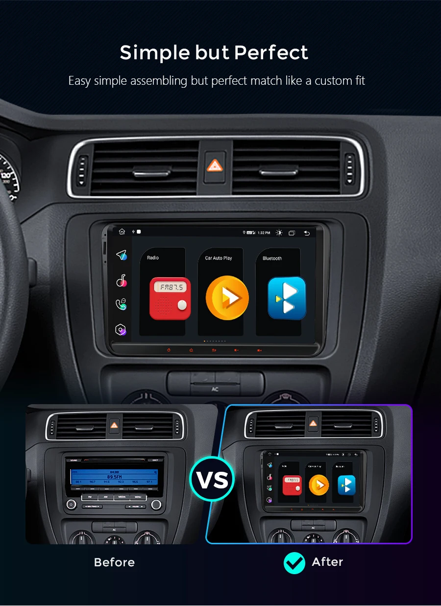 Universal Fit OEM 8259 9 inch Car Stereo Player with GPS Navigation Instant Rear Camera Support 1920*1080 AHD Camera