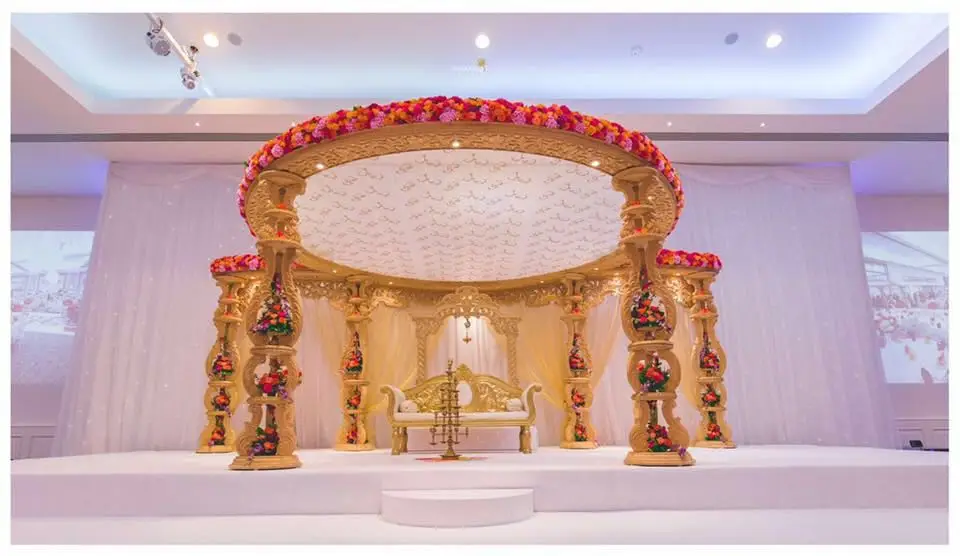 
Fiber Wedding Mandap Hindu Wedding Mandap Wedding Stage Wedding Party Event Decoration Mandap Bazaar Customized Fiberglass 