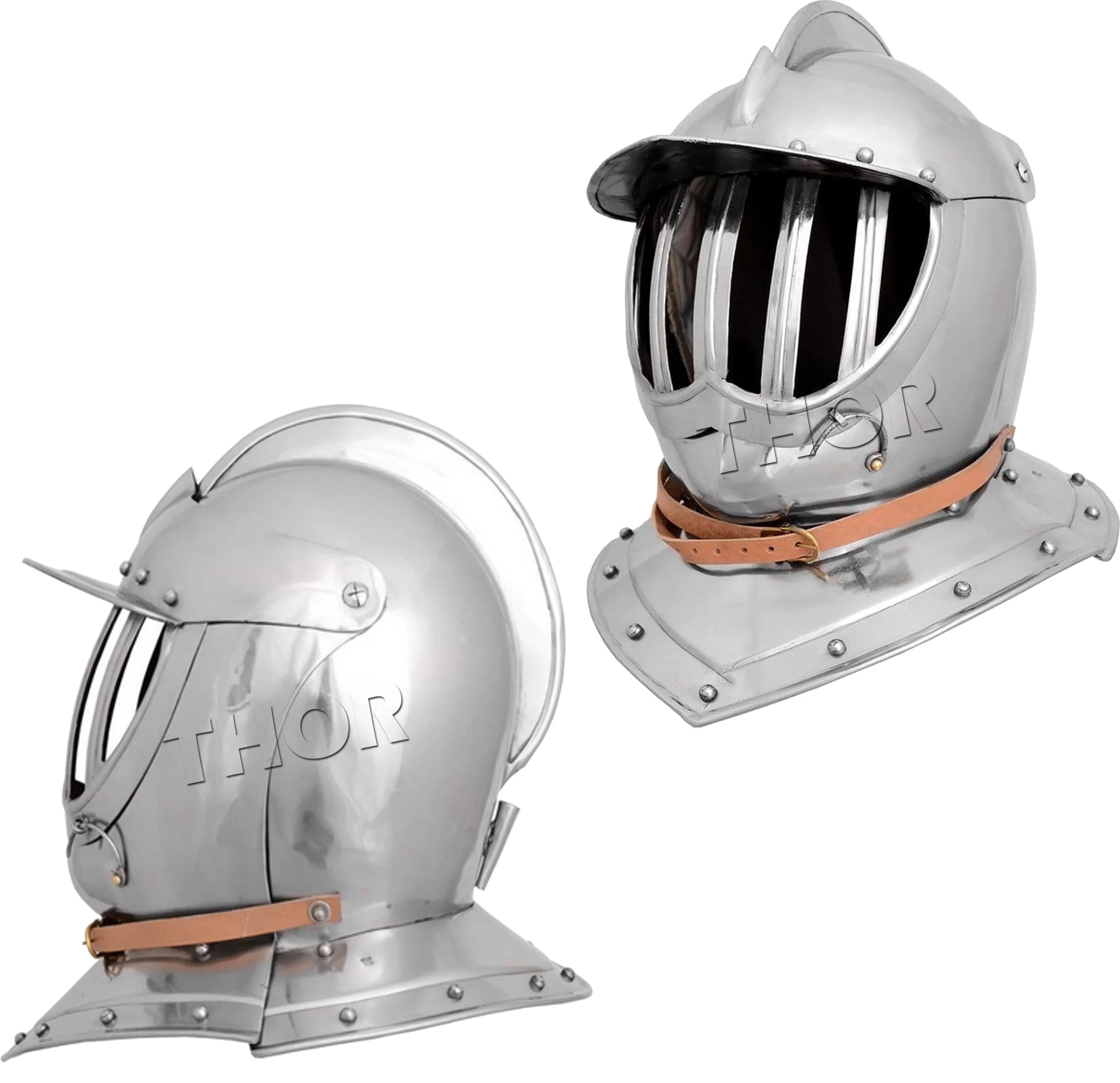 Средневековый закрытый защитный шлем Burgonet SCA реконструкция кожаная полоса Рыцарь Воин Серебряный полированный шлем