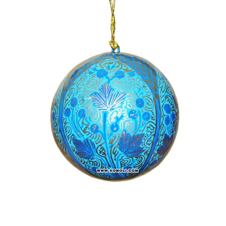 Floral design hand painted paper mache xmas Christmas decorations ornament