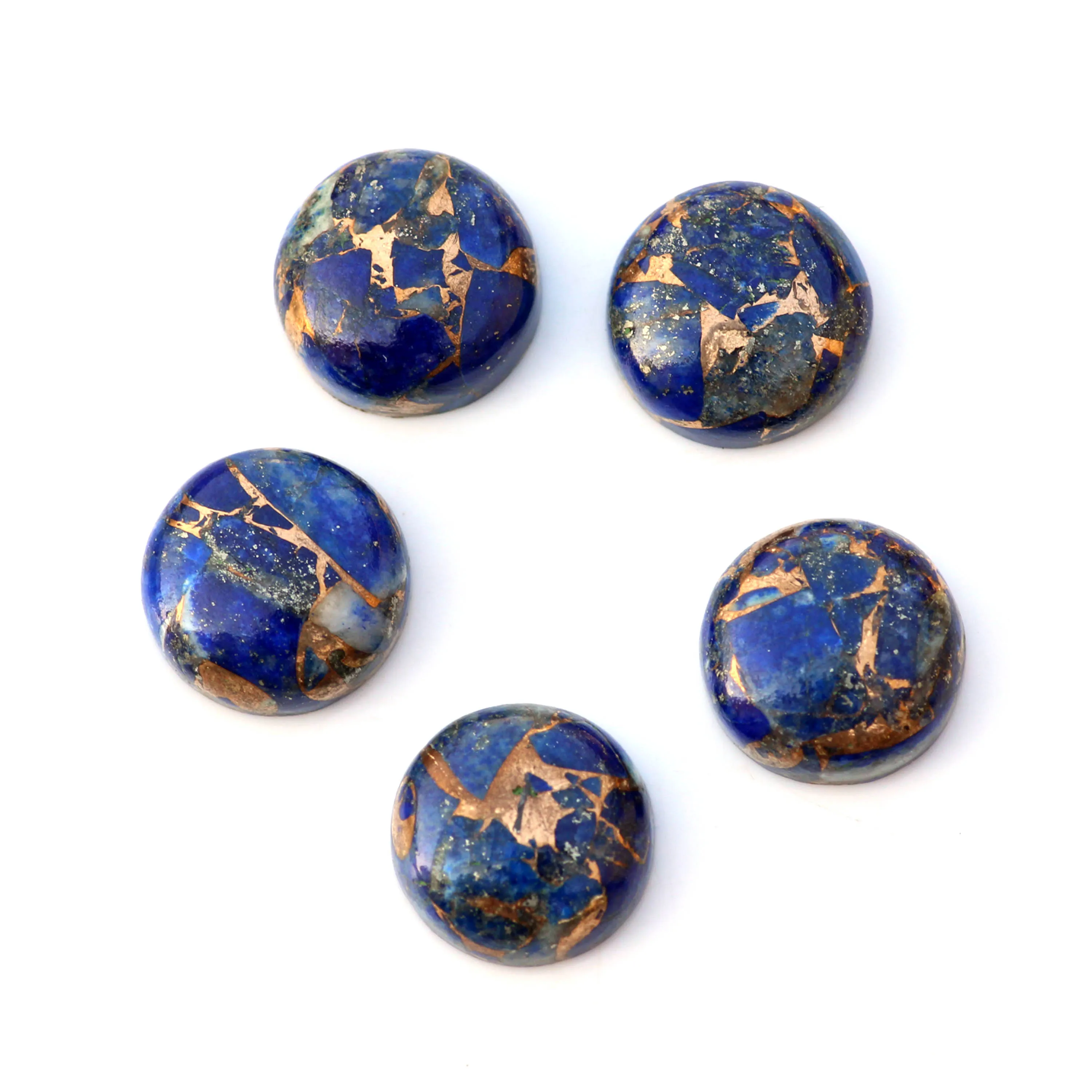 Высококачественный натуральный Лазурит медный композит 12 мм Гладкий Круглый Кабошон калиброванный свободный драгоценный камень для изготовления ювелирных изделий