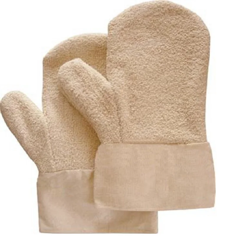 Heavy Duty Cotton Terry Mitten with Double Palm Heat Resistant for Home Work BBQ Use Canvas Material
