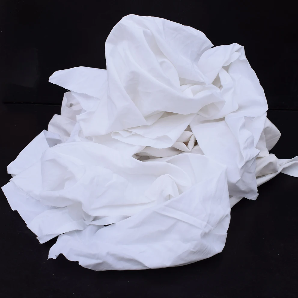 T-Shirt Wiper cotton rags used clothing cut white Industrial Wiping Industrial Cleaning Oil rectangle 10-100Kg/bag