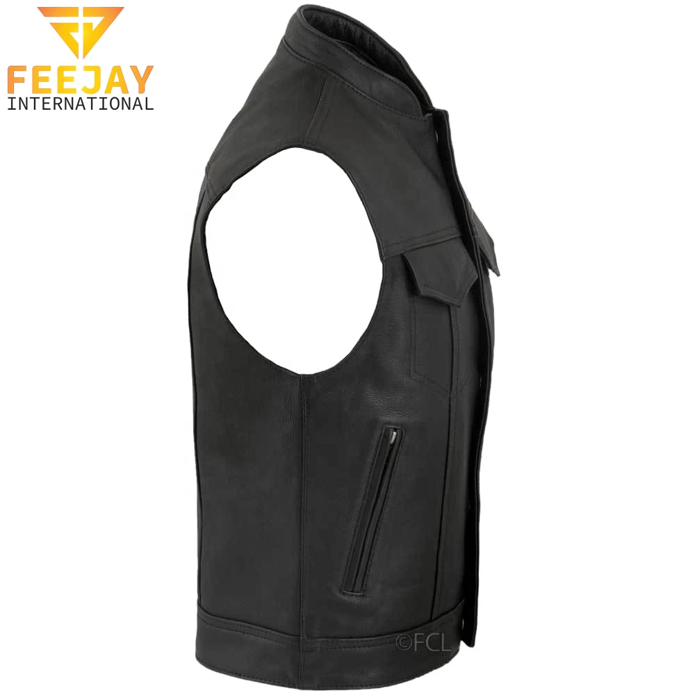 Лидер продаж 2021 модный мужской кожаный жилет из овечьей шерсти мотоциклетный Байкерский на заказ