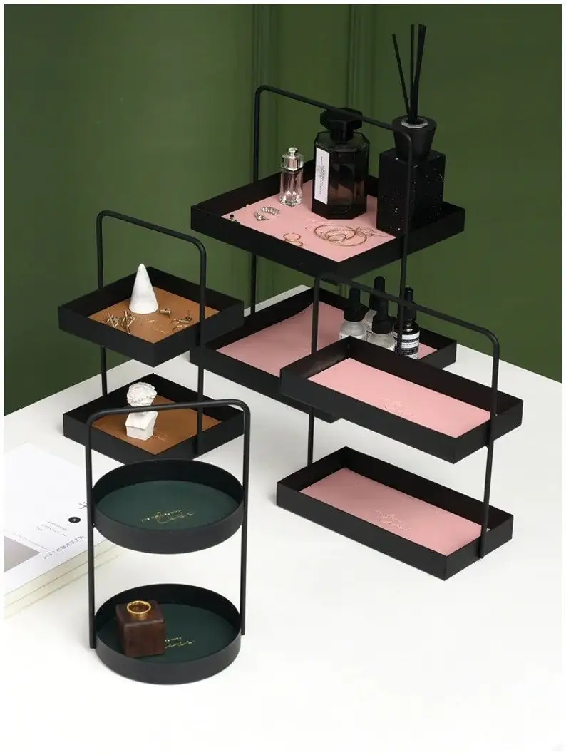 Черный полка 1 2 слоя железный стеллаж для хранения Круглый с ручкой рабочего Косметика Коробка шкаф ванной комнаты по оптовым ценам Индии